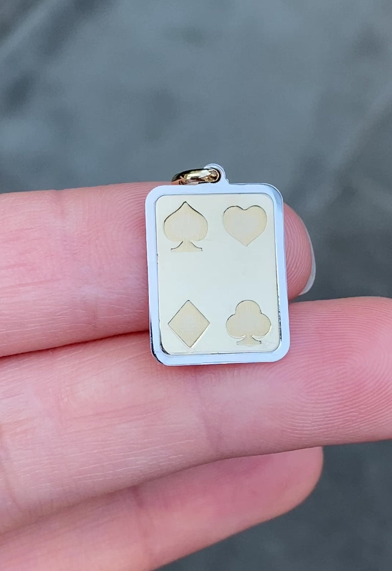 Playing Card Suits 14K Bicolor Gold Cut-Out Charm