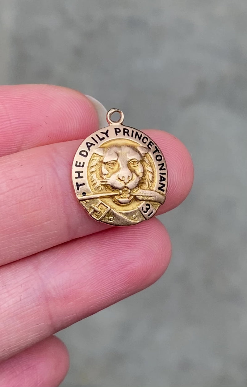 Art Deco Princeton 14K Gold and Enamel Daily Princetonian Charm